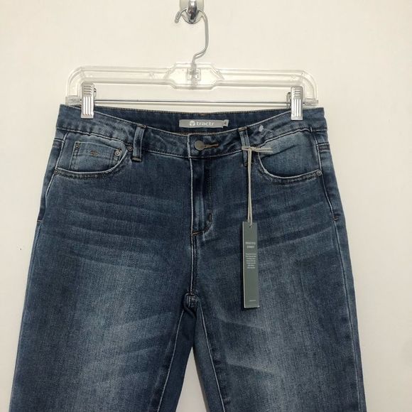 Tractr Jeans Distressed Blue Wash Raw Edge Straight Leg Size 14 - Picture 4 of 13